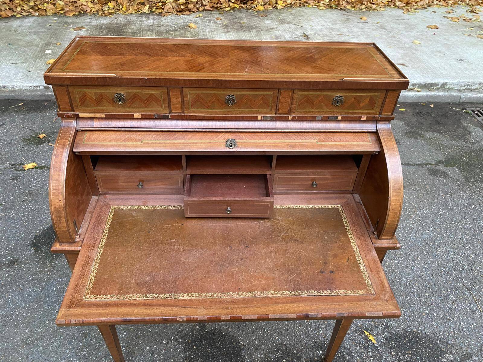 19th century wooden cylinder desk secretary