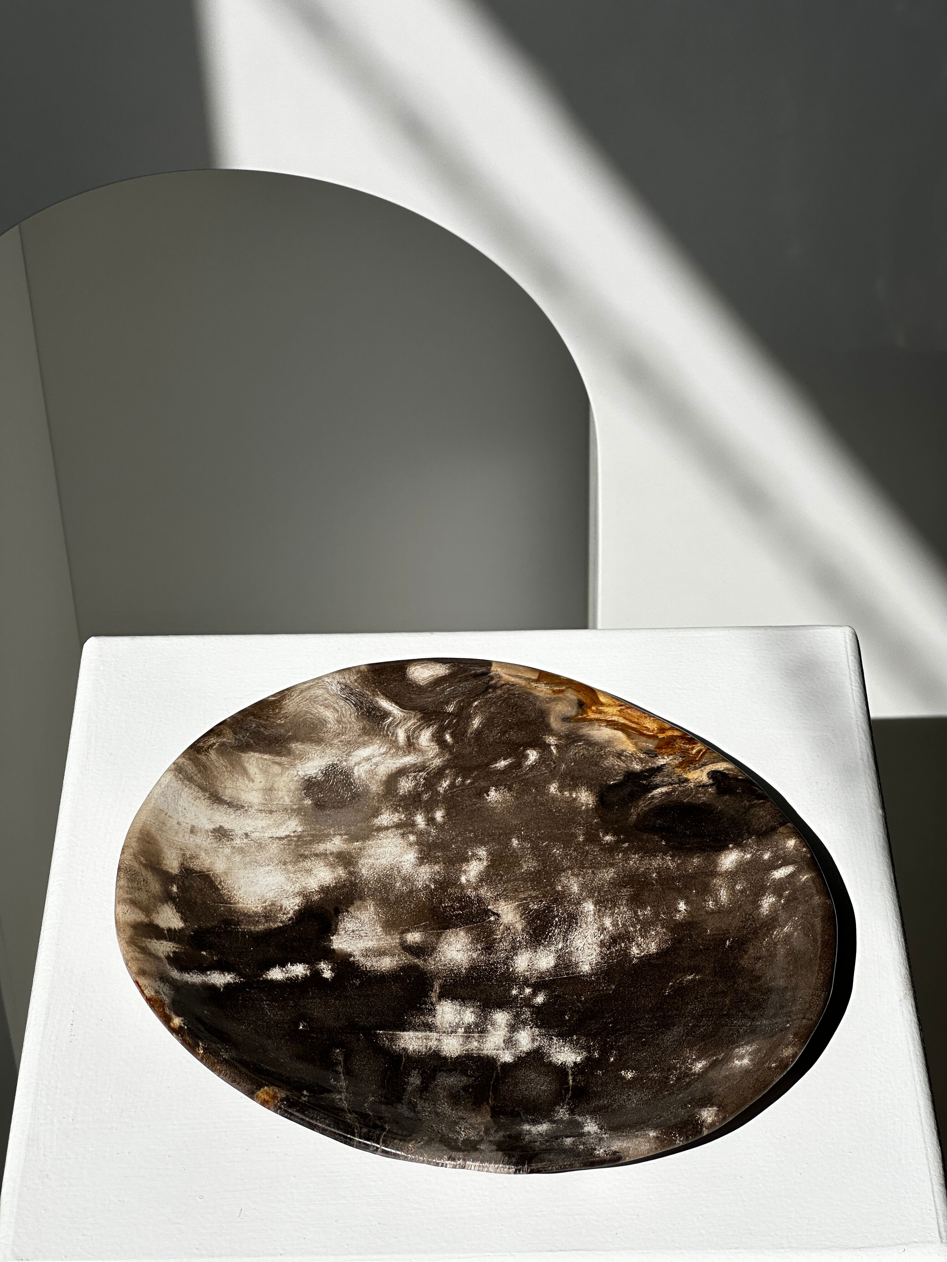 Dish in petrified wood