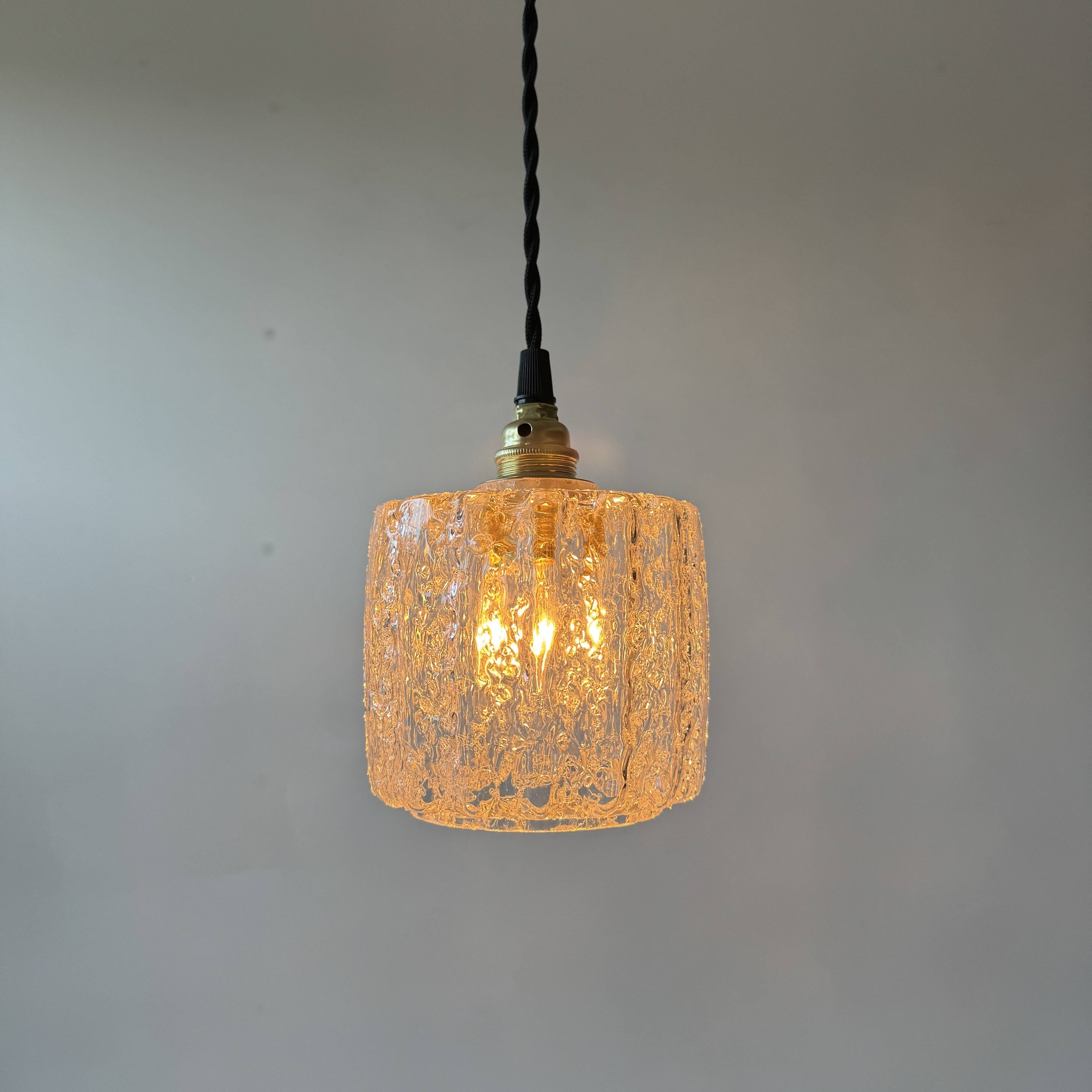 Pair of old vintage granite glass pendants