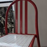 Set of 4 modernist red metal chairs