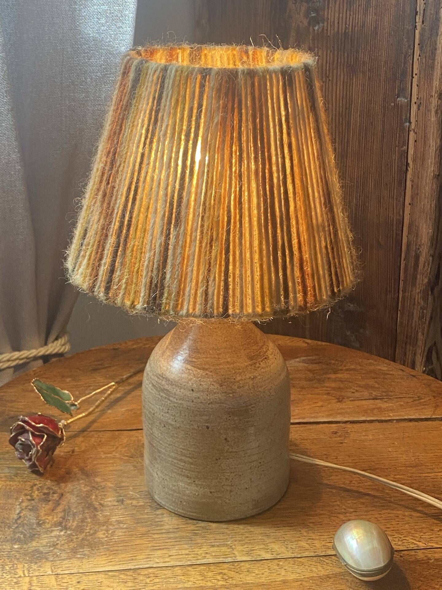 Stoneware lamp, wool lampshade