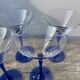 6 blue glass cocktail glasses, 1980