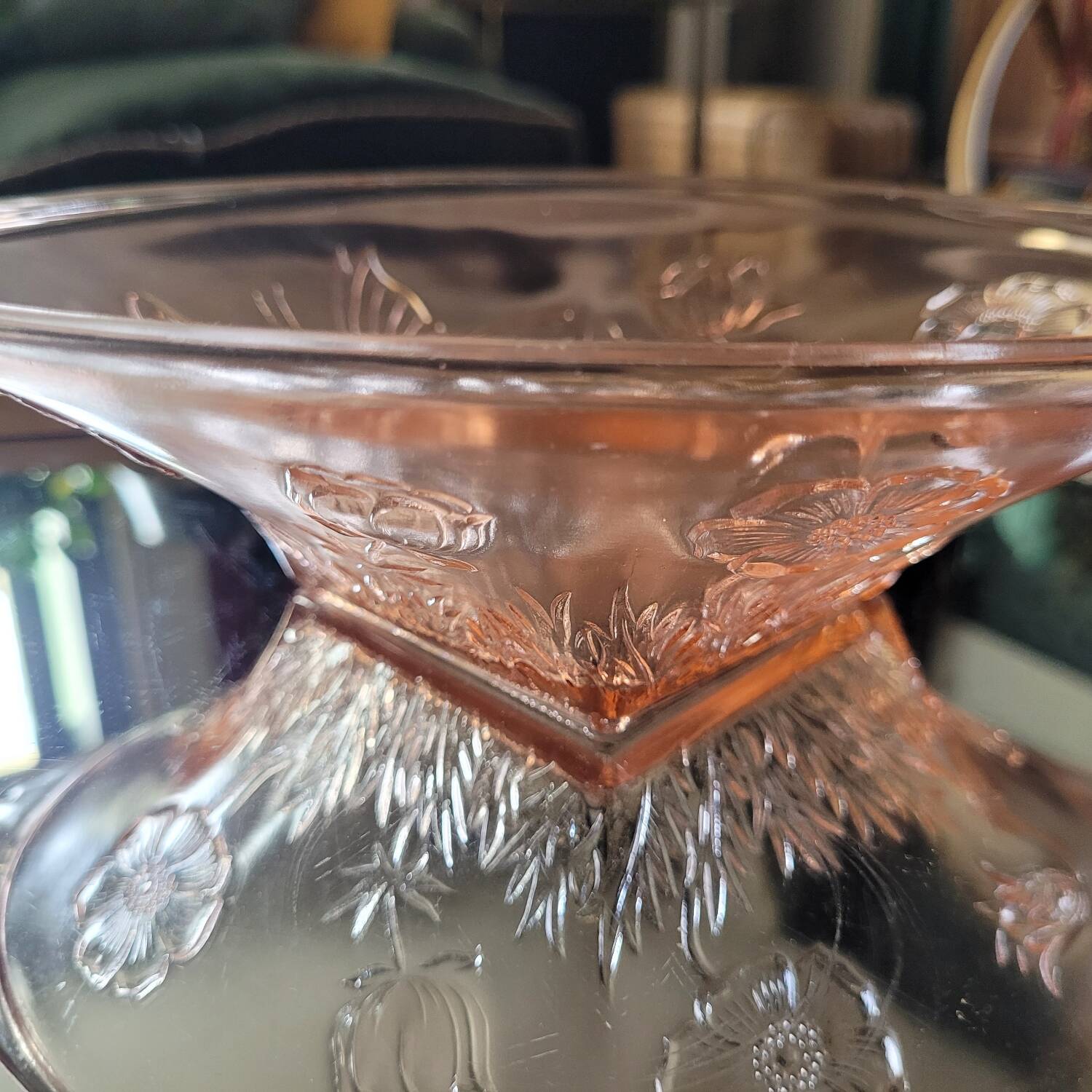 Art Deco molded pink glass bowl – Vallérysthal or Bohemian – 1930s