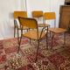 Set of 2 vintage school chairs and 2 armchairs.