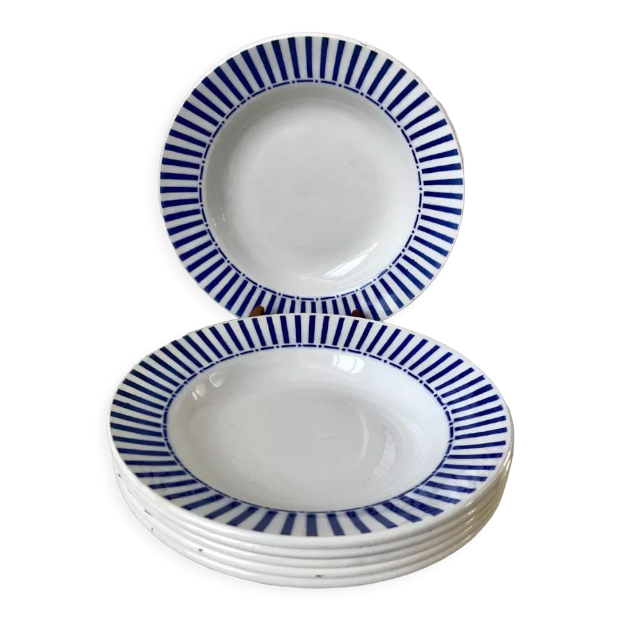 Lot of 6 hollow plates digoin sarreguemines model "monique" 30s