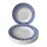 Lot of 6 hollow plates digoin sarreguemines model "monique" 30s