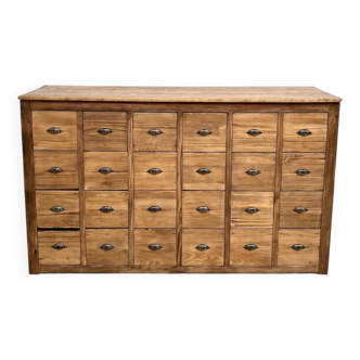 Meuble de métier vintage à 24 tiroirs en pin massif – années 50