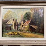 P. Guivalot: Oil painting on canvas, animated rural landscape, signed and dated