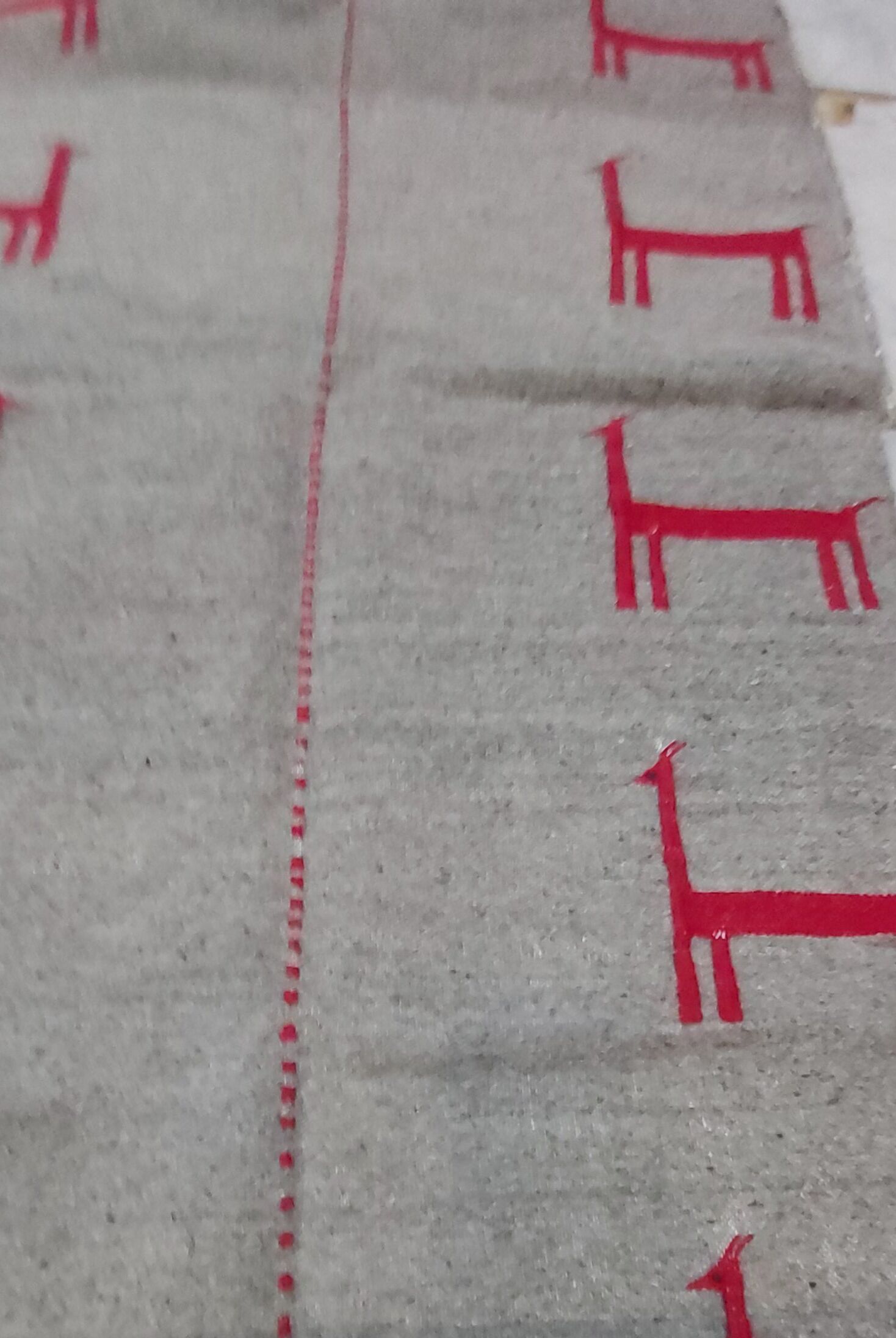 Tapis kilim couloir gris et rouge fait main en pure laine 190×75cm