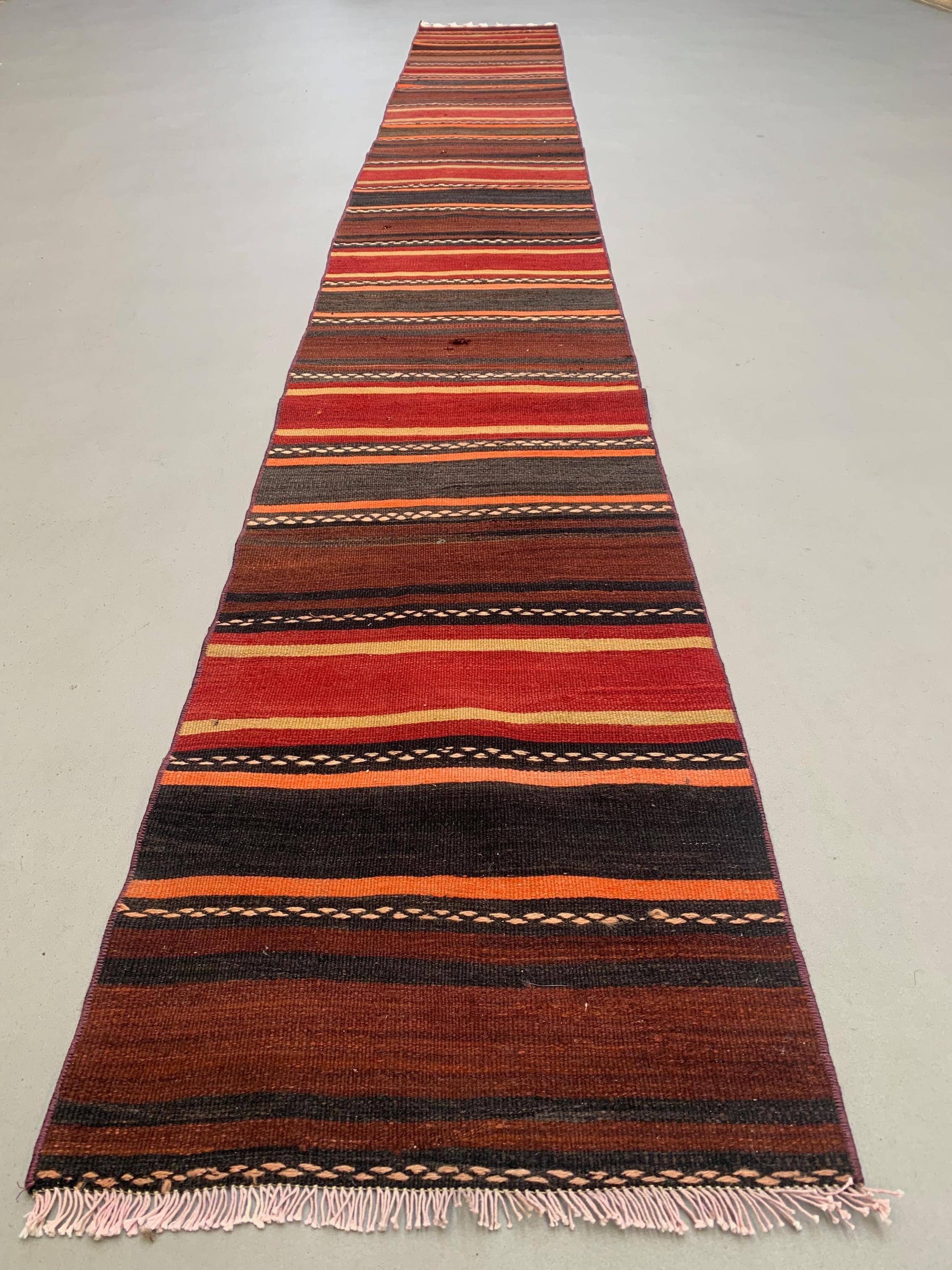 Old Turkish narrow Kilim Runner 421X53 cm shabby chic, vintage kelim