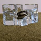 Brutalist cut glass candle holder