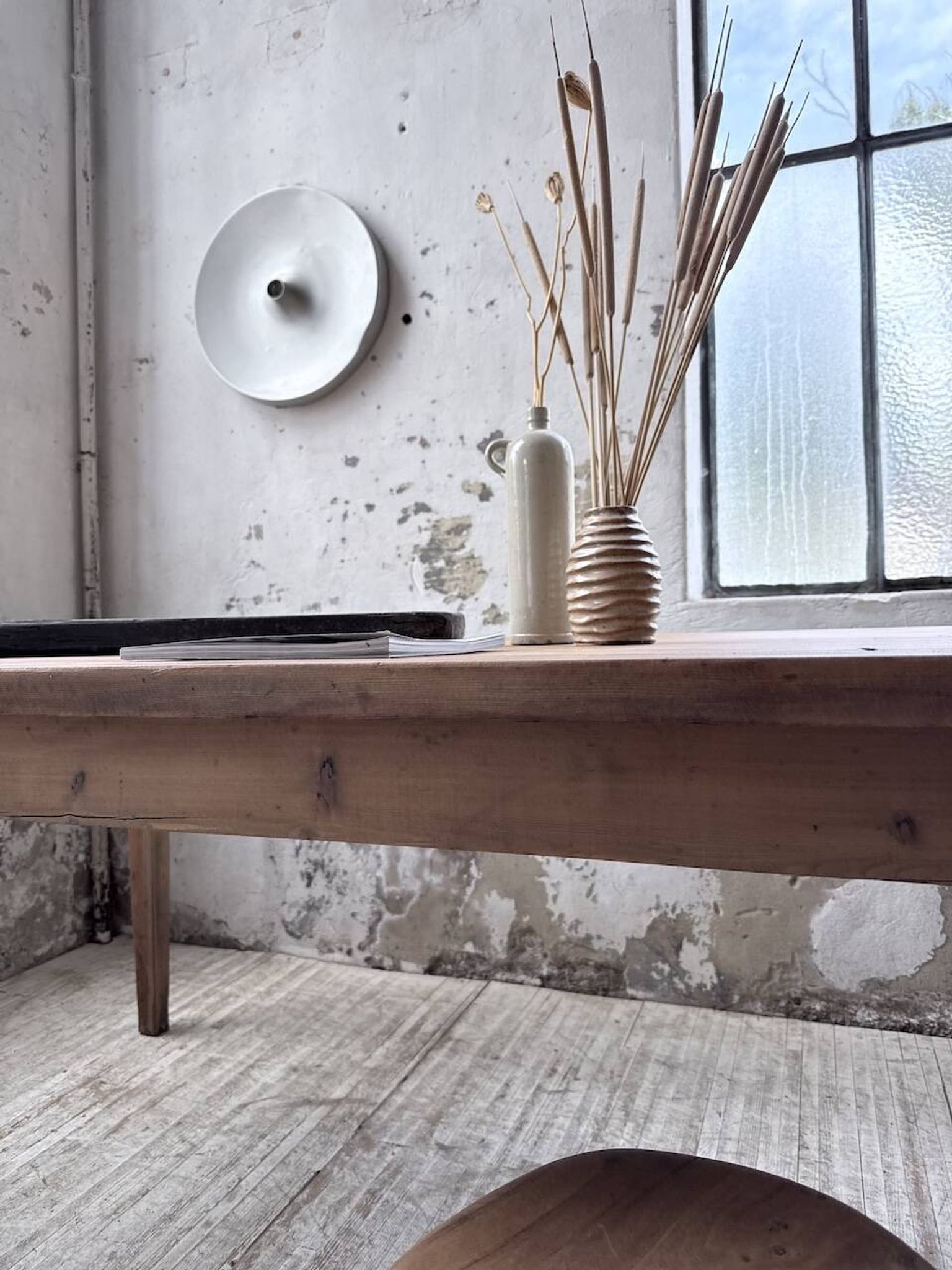 Farm table pitch pine 2 x 1 m from the 1950s