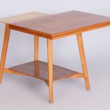 Restored Midcentury Beech Oak Folding Table, Revived Polish, Czechia, 1950s