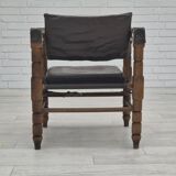 1960s, Scandinavian "Safari" lounge chair, original condition, leather, beech wood.