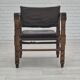 Années 1960, fauteuil lounge scandinave "Safari", état d'origine, cuir, bois de hêtre.