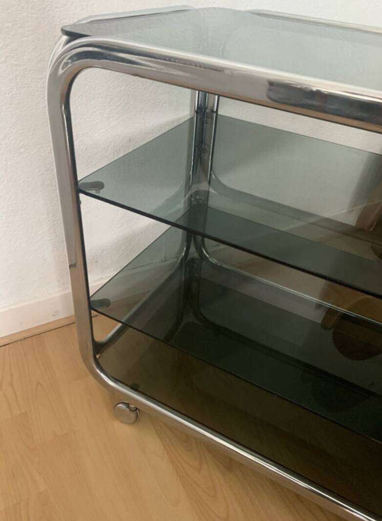 Vintage chrome and smoked glass serving trolley