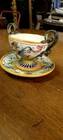 Small Cup and Saucer Majolica Fantechi Sesto Fiorentino Antique
