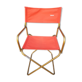 Fauteuil pliant avec accotoirs Lafuma rouge et or 1970
