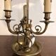 Three-Arm Bouillotte Lamp with Fire Shade, Green Tôle, Empire Directoire