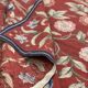 Tapis traditionnel bordeaux style Aubusson floral en laine tissé à la main en point de croix