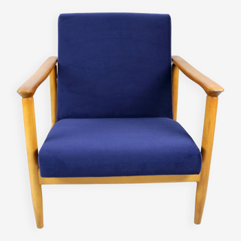 GFM-142 Armchair in Navy Blue Velvet attributed to Edmund Homa, 1970s