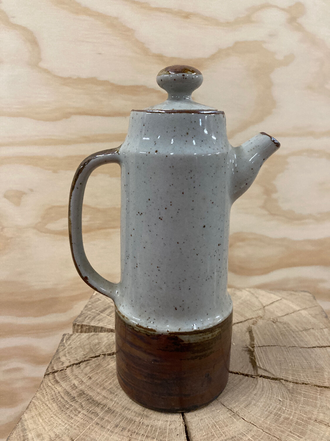 Japanese teapot in gray and brown stoneware