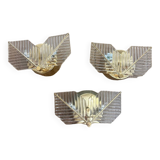 Lot de 3 appliques en laiton, 1970