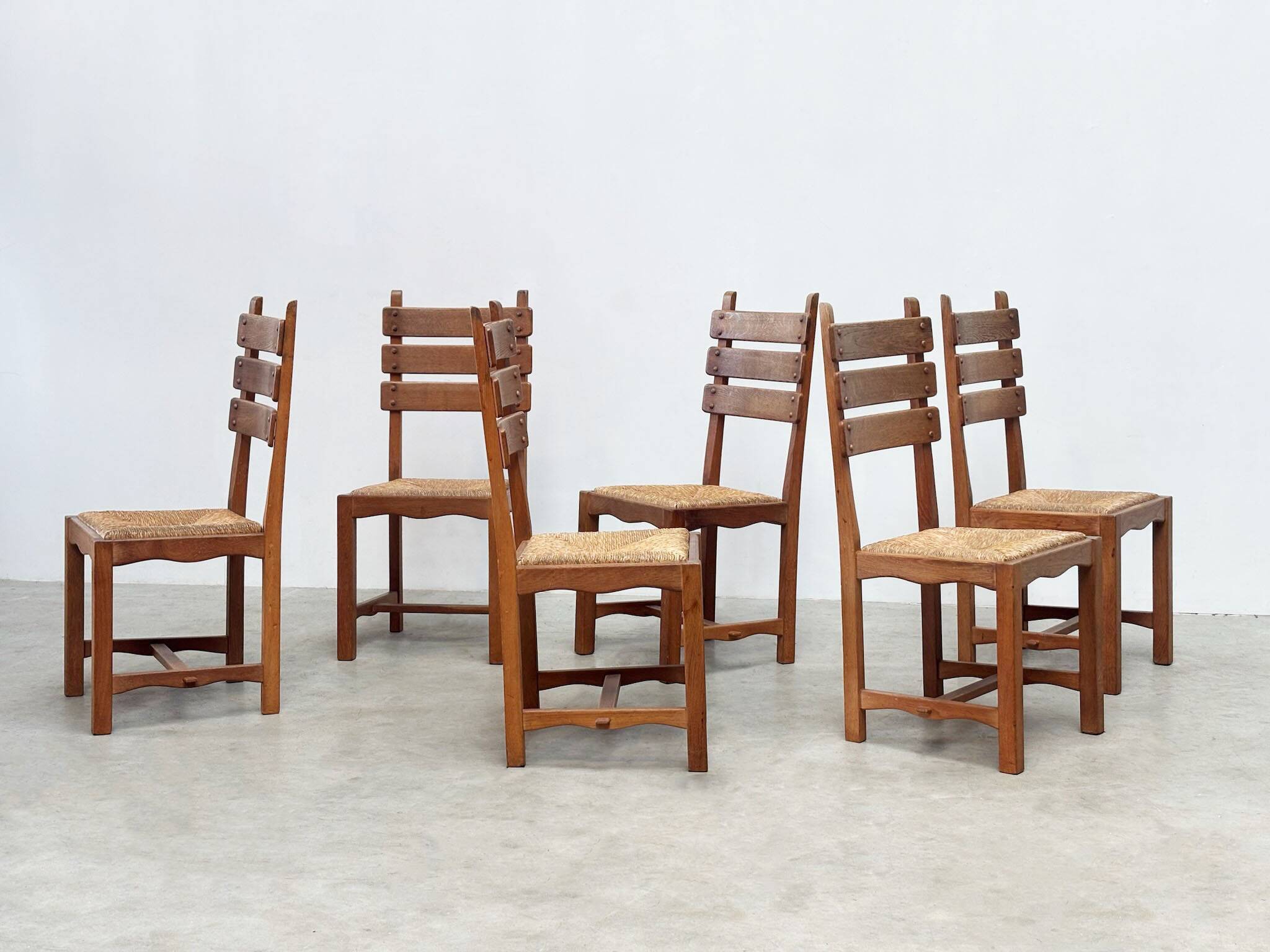 Set of six French dining chairs