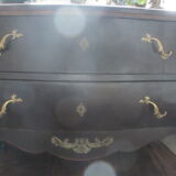 Black curved baroque chest of drawers Louis XV style