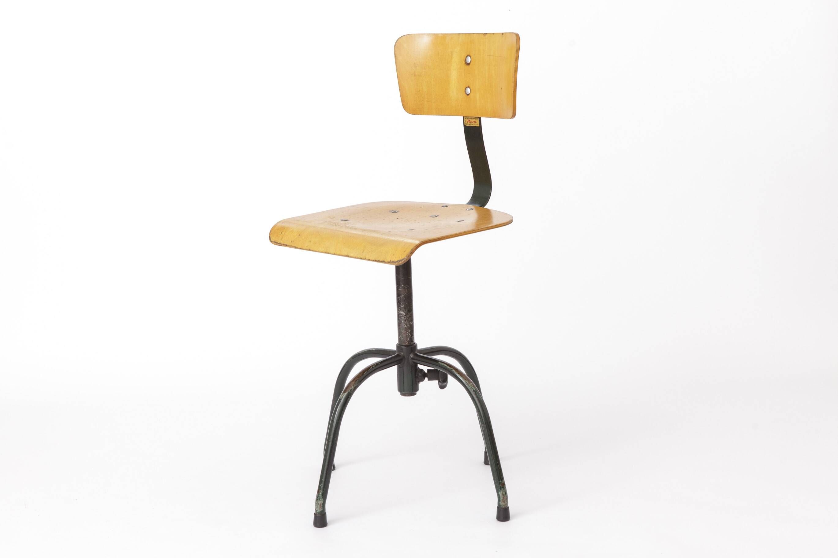 Industrial Swivel Chair by Heni Germany, 1950s Bauhaus Workshop Chair 1950