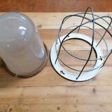 Set of 3 vintage Czech industrial pendant lights, 1950s