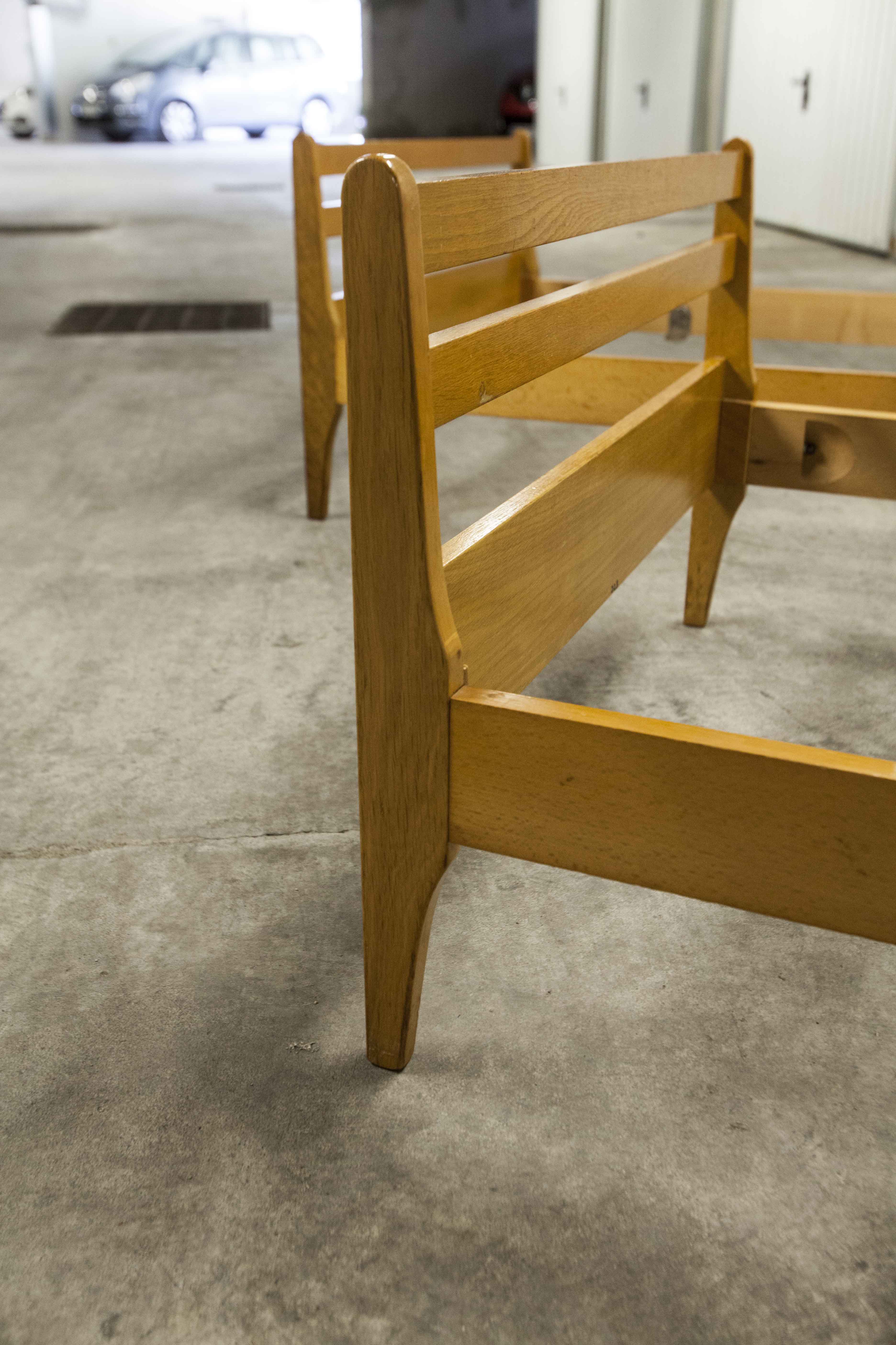 Pair of 1960 Scandinavian twin beds in solid beech