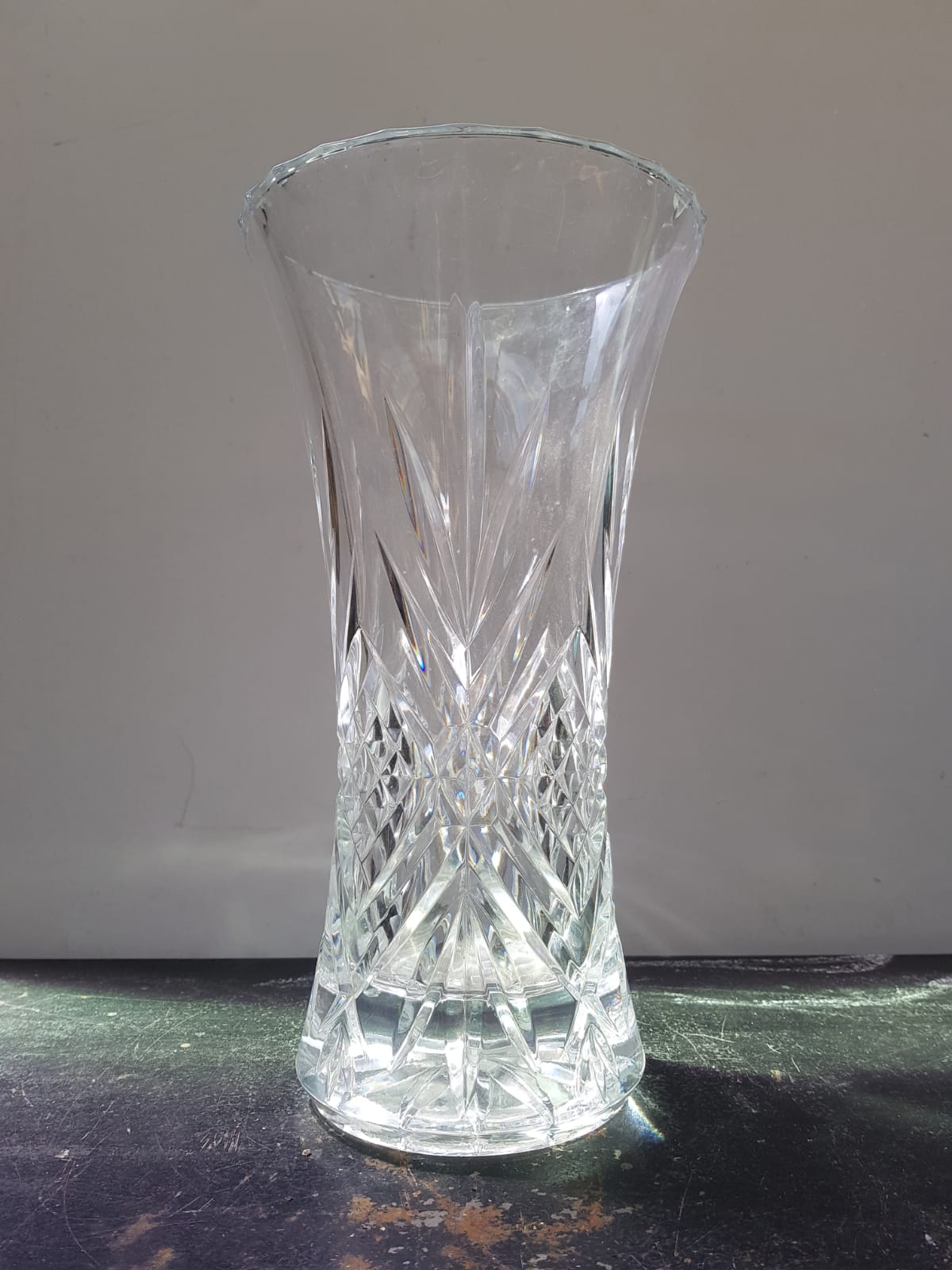 Old vase crystal carved decoration chisled vintage decoration