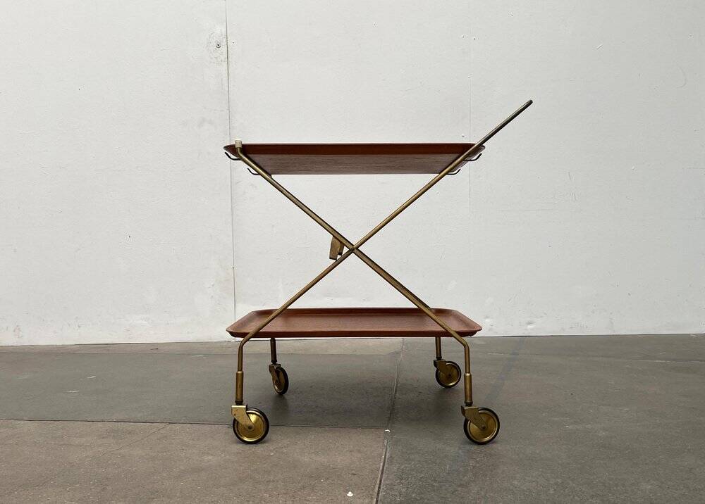 Mid-Century Teak and Metal Folding Bar by Silva Denmark, 1960s