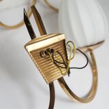 Pair of 1960 opaline and brass wall lights from Italy