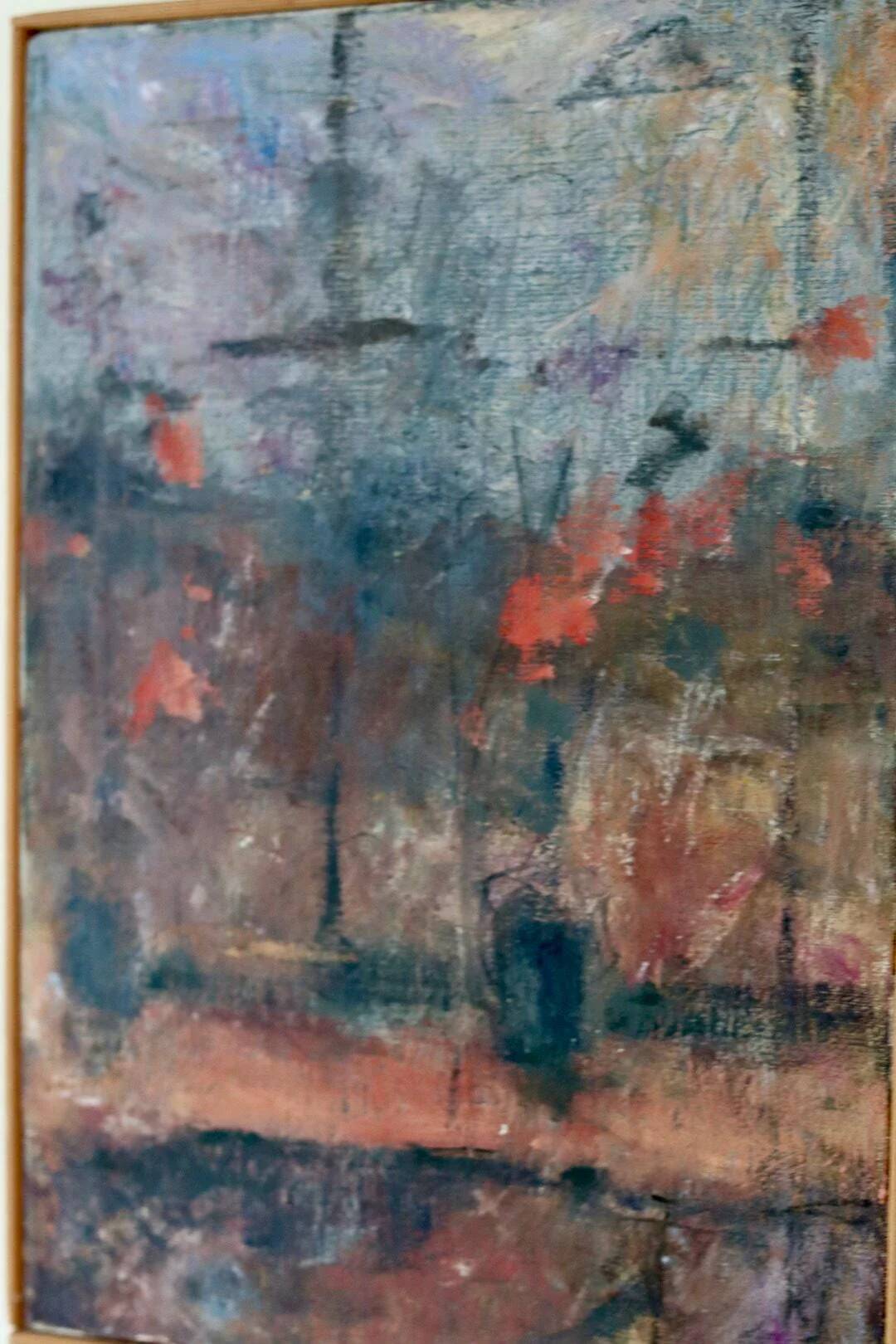 Abstract oil on canvas "warm tones", mid-20th century