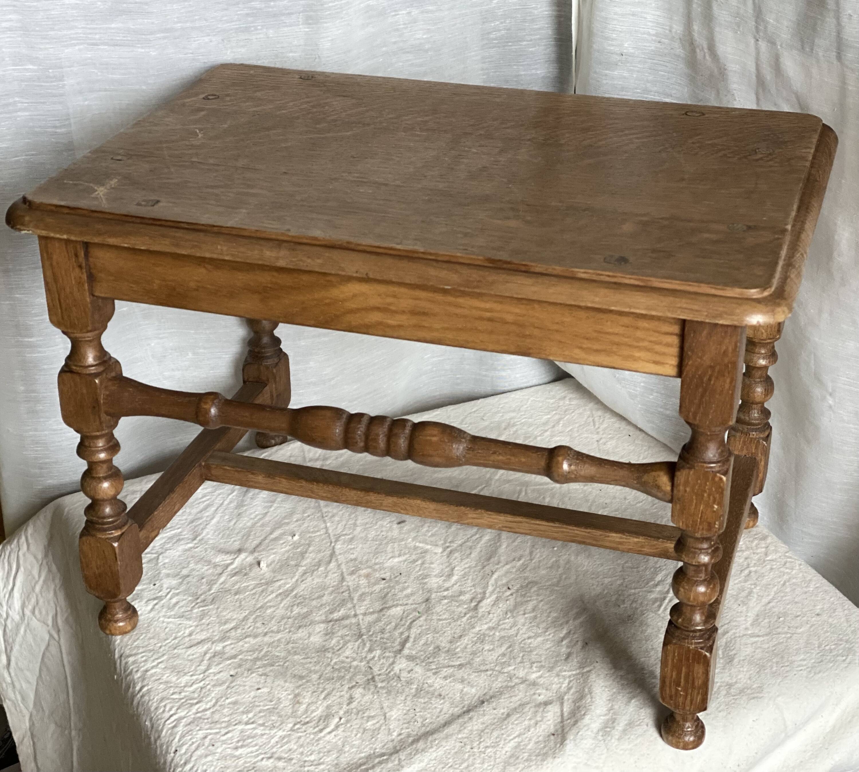 Low stool, thin turned legs with spacer