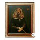 Ancient painting of a woman with a cocker spaniel head signed Taddei.