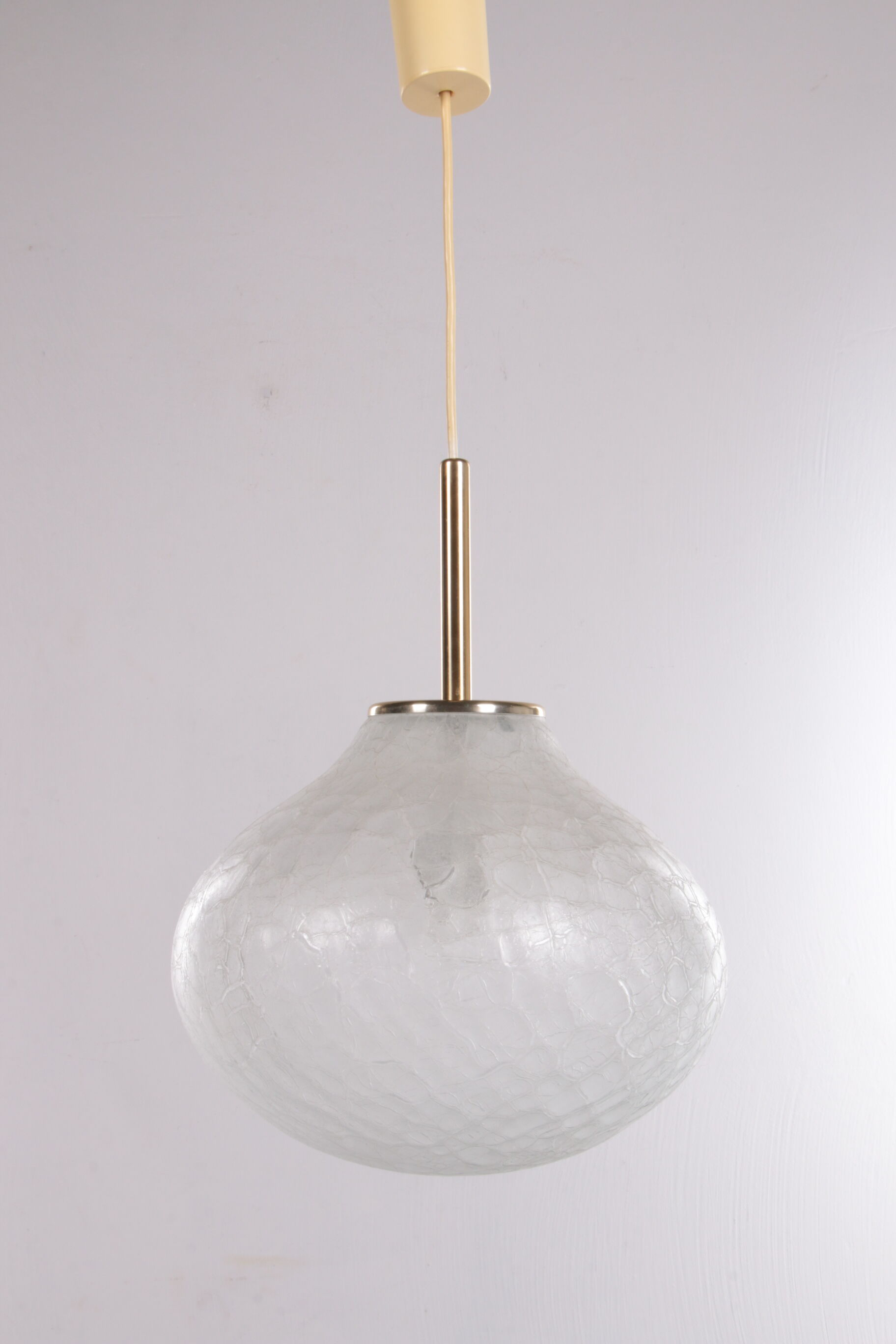 Very rare glass hanging lamp by doria leuchten, 1960, germany