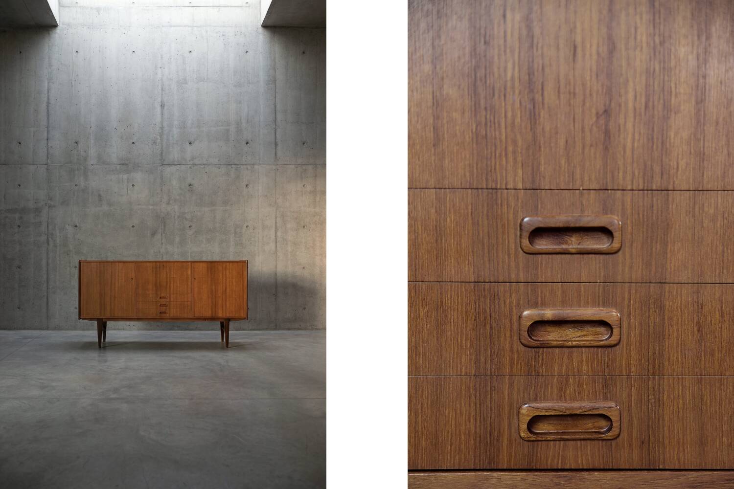 Vintage Mid-Century Scandinavian Modern Classic Teak High Sideboard