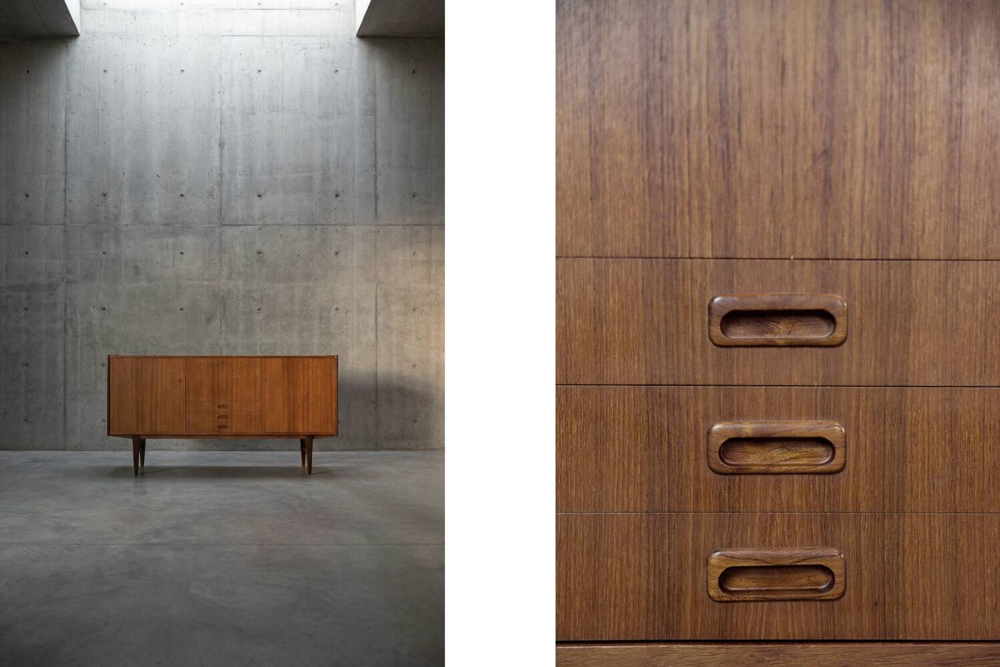 Vintage Mid-Century Scandinavian Modern Classic Teak High Sideboard