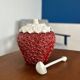 soupière fraise en barbotine vintage - ceramique vintage en forme de fraise - art de la table originale - soupière original barbotine fraise