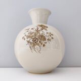 Vase en céramique ivoire et détails floraux marron par Rosenthal, Italie