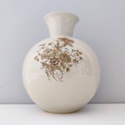 Vase en céramique ivoire et détails floraux marron par Rosenthal, Italie