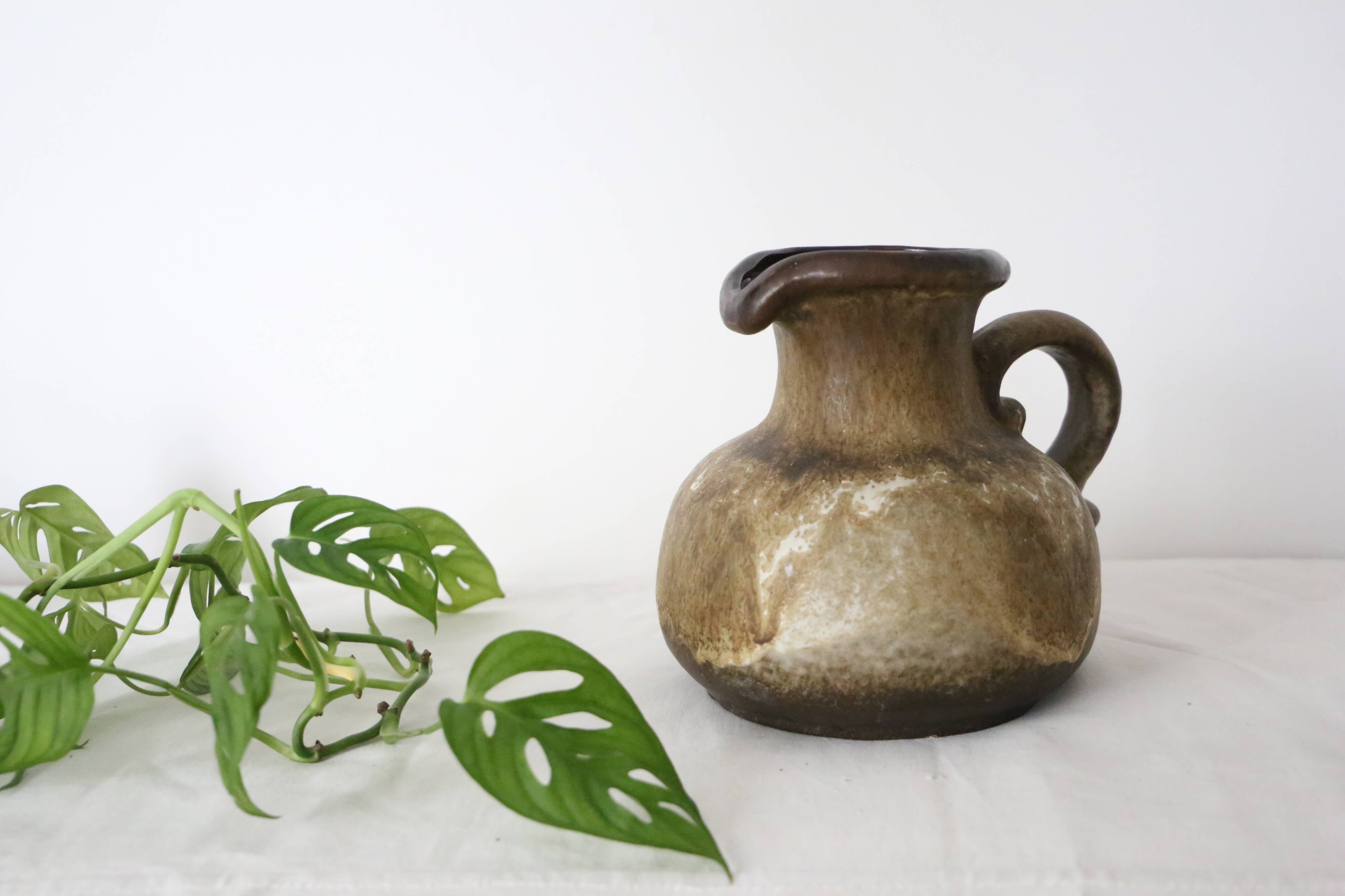 Earthen jug, German pottery, West Germany, vintage