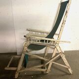 Pair of old 20th century lacquered wood deckchairs