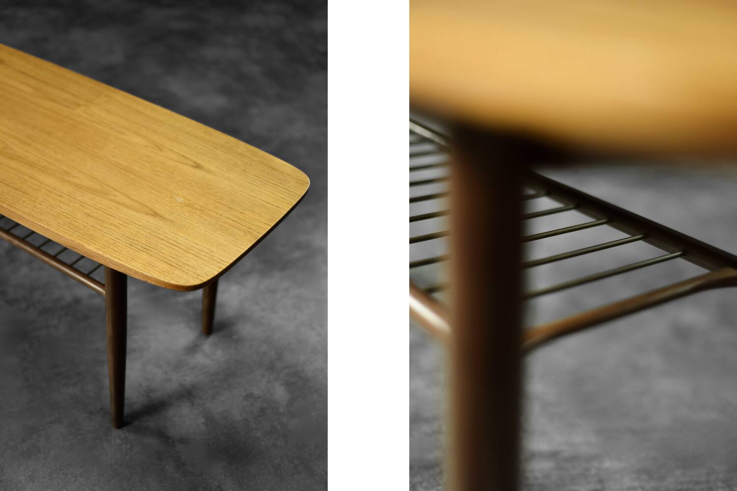 Low Mid-Century Danish Modern Teak Hyggebord 55 Coffee Table with shelf