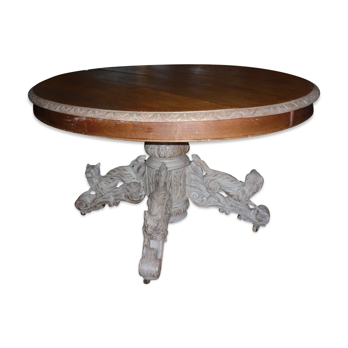 Henry II table in cheeteteteting scultating into hunting dog and wild boar .