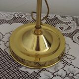 French antique brass goose neck table lamp with white opaque glass shade 5468.