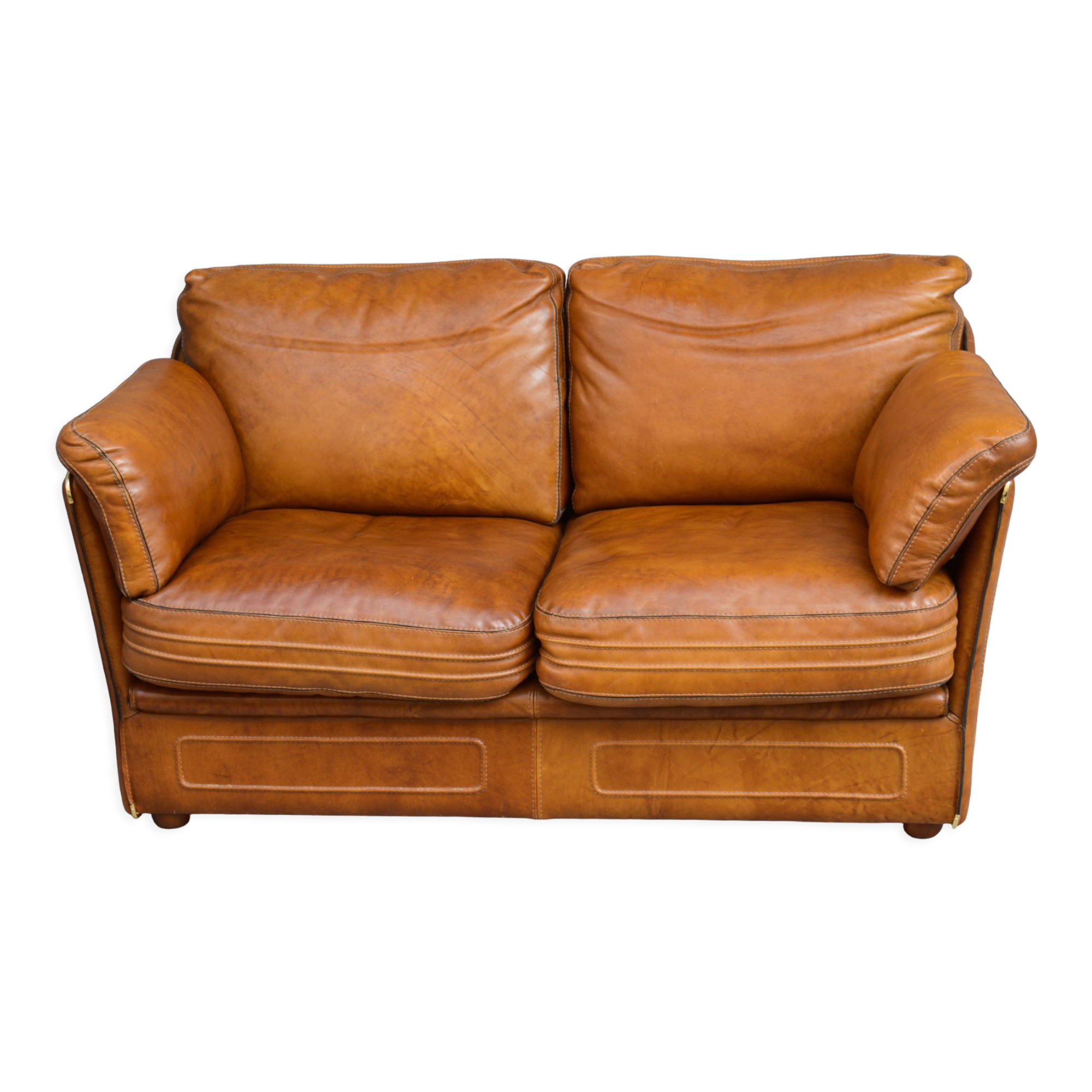 Vintage two-seater leather sofa